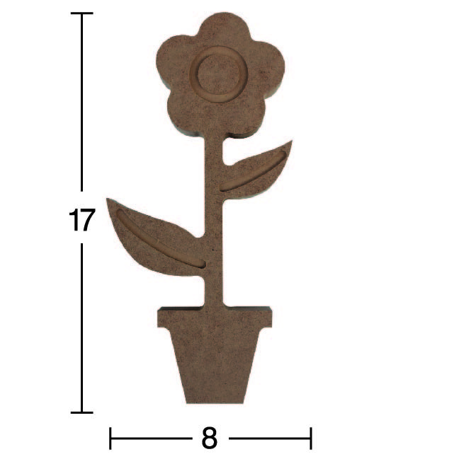 Ahşap  Saksıda Papatya  18mm H077