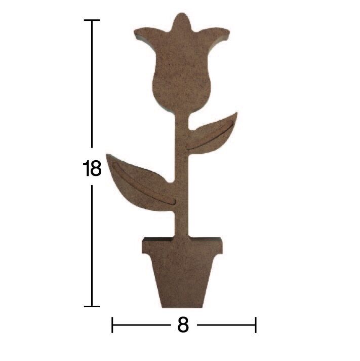 Ahşap Saksıda Lale 18mm H078