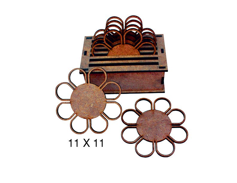 Ahşap Lazer Papatya Bardak Altı 6'lı L261