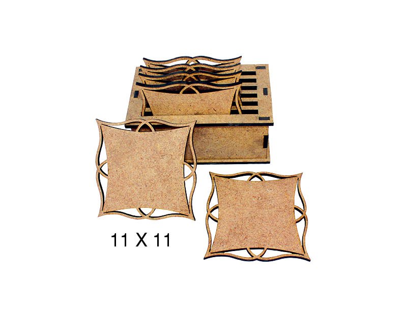 Ahşap Lazer Düz Bardak Altı 6'lı L263