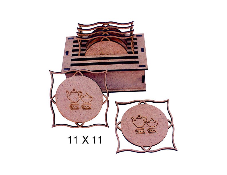 Ahşap Lazer Yuvarlak Bardak Altı 6'lı L267