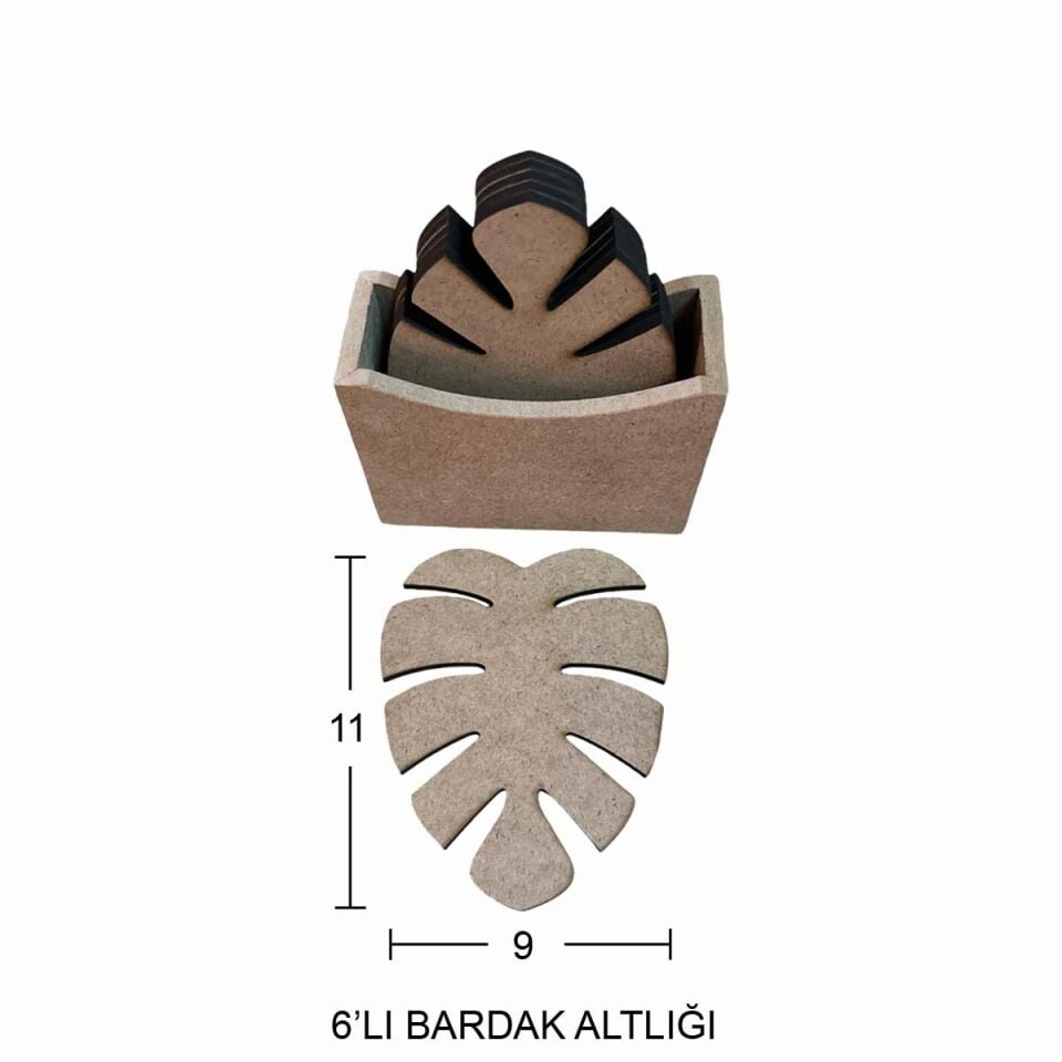 Ahşap 6'lı Bardak Altlığı L386