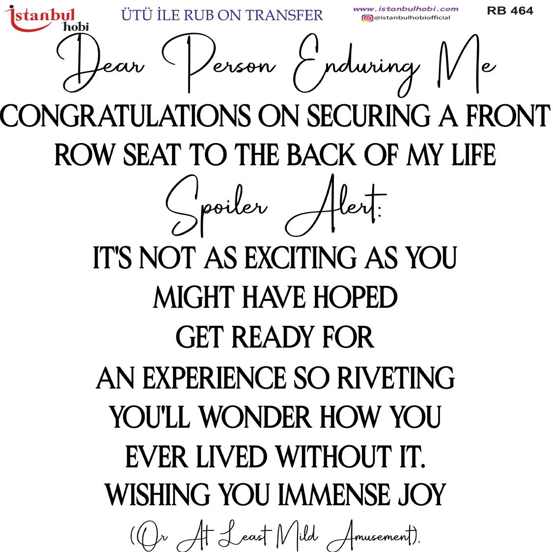 Ütü İle Rub On Transfer 30x30cm RB464