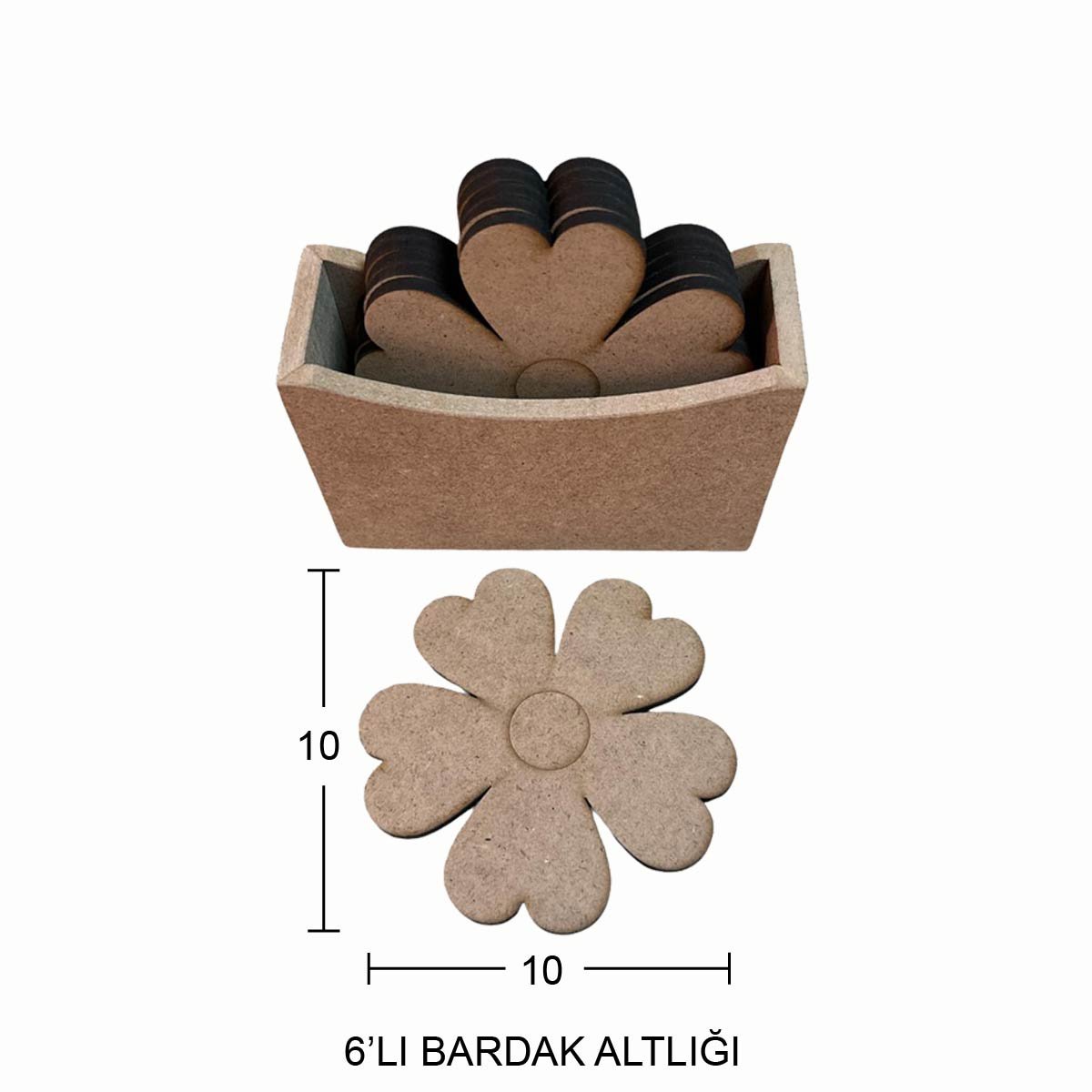 Ahşap 6'lı Bardak Altlığı L387