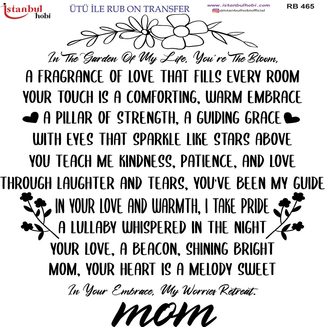 Ütü İle Rub On Transfer 30x30cm RB465