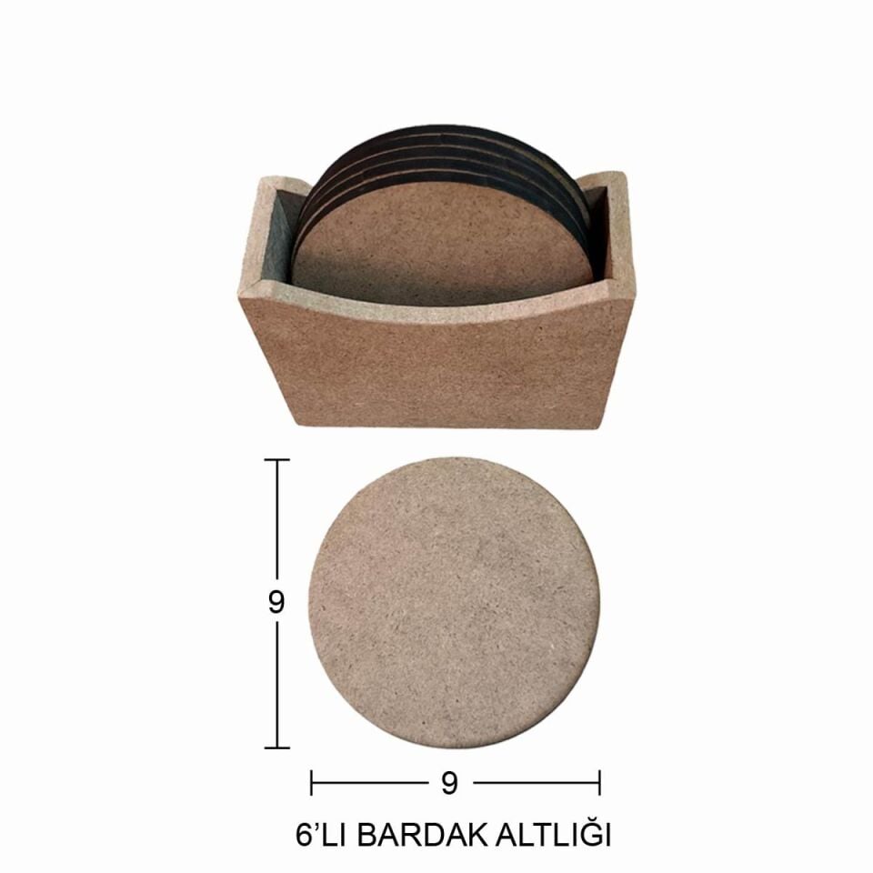 Ahşap 6'lı Bardak Altlığı L388