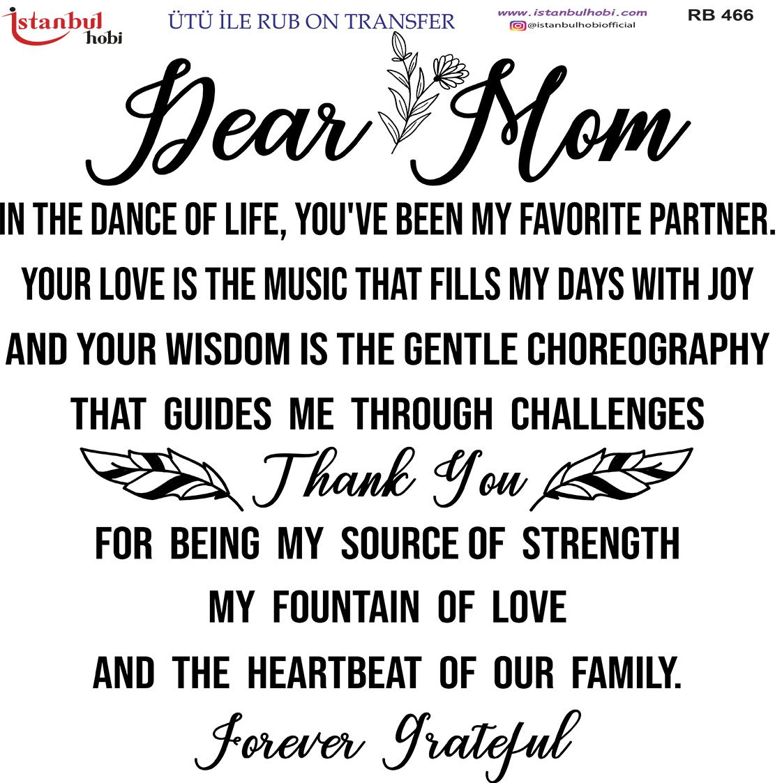 Ütü İle Rub On Transfer 30x30cm RB466