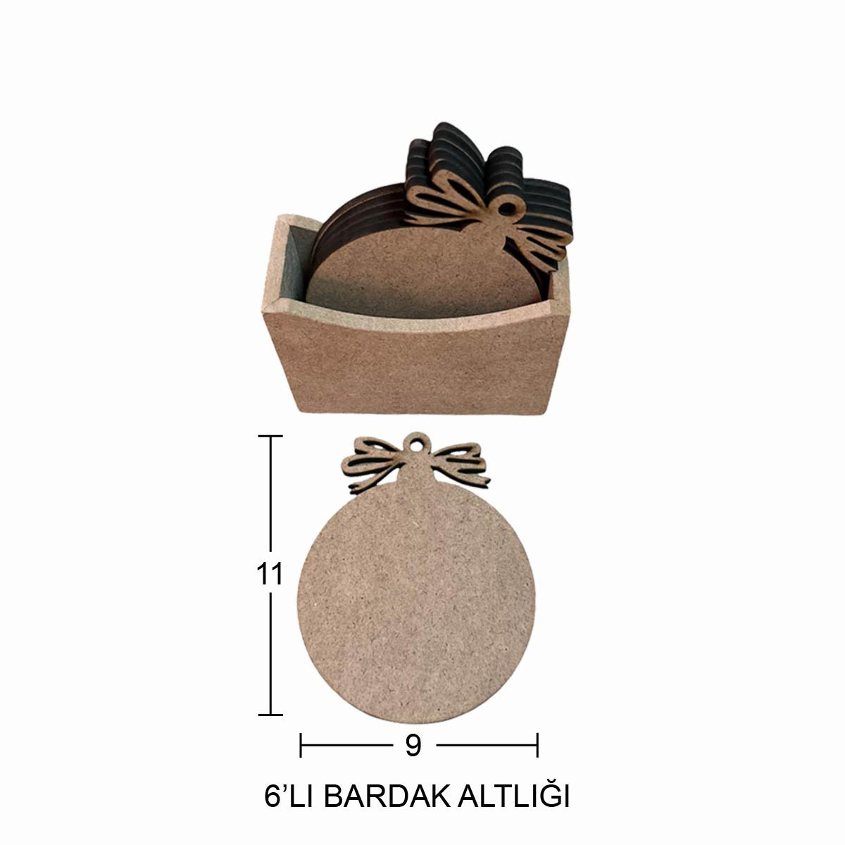 Ahşap 6'lı Bardak Altlığı L390