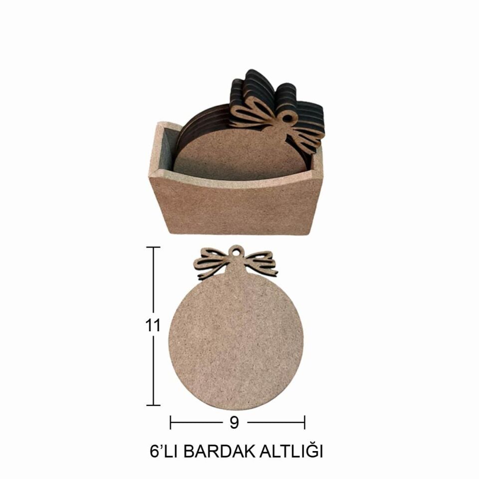 Ahşap 6'lı Bardak Altlığı L390