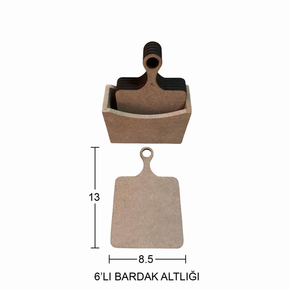 Ahşap 6'lı Bardak Altlığı L392