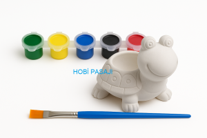 Taş Boyama Seti Sevimli Kaplumbağa 6 Renk Akrilik Boya 5ml + Fırça