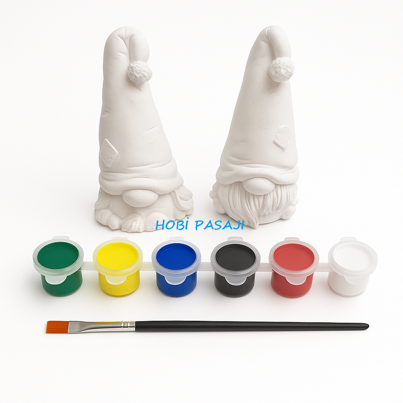 Taş Boyama Seti Gnome Cüceler 6 Renk Akrilik Boya 5ml + Fırça