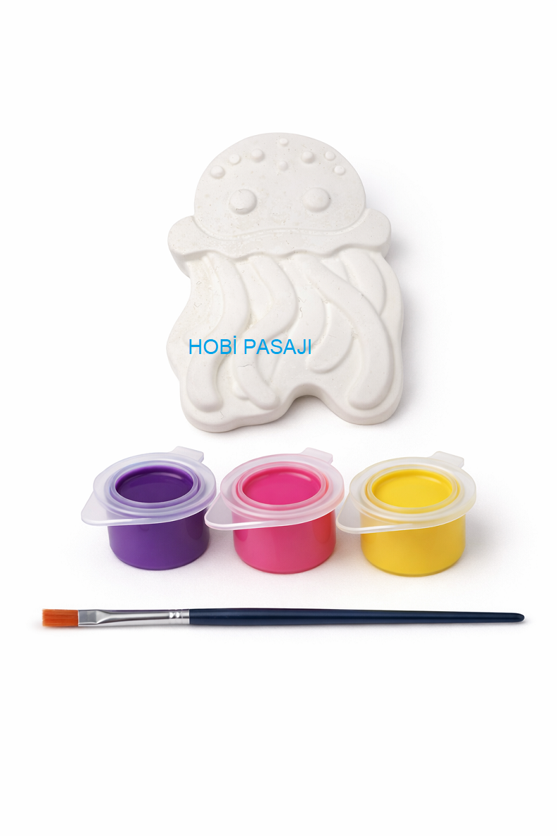 Taş Boyama Seti Ahtapot 3 Renk Akrilik Boya 5ml + Fırça