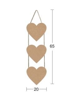 Ahşap 3 lü İpli Kalpli Pano F724