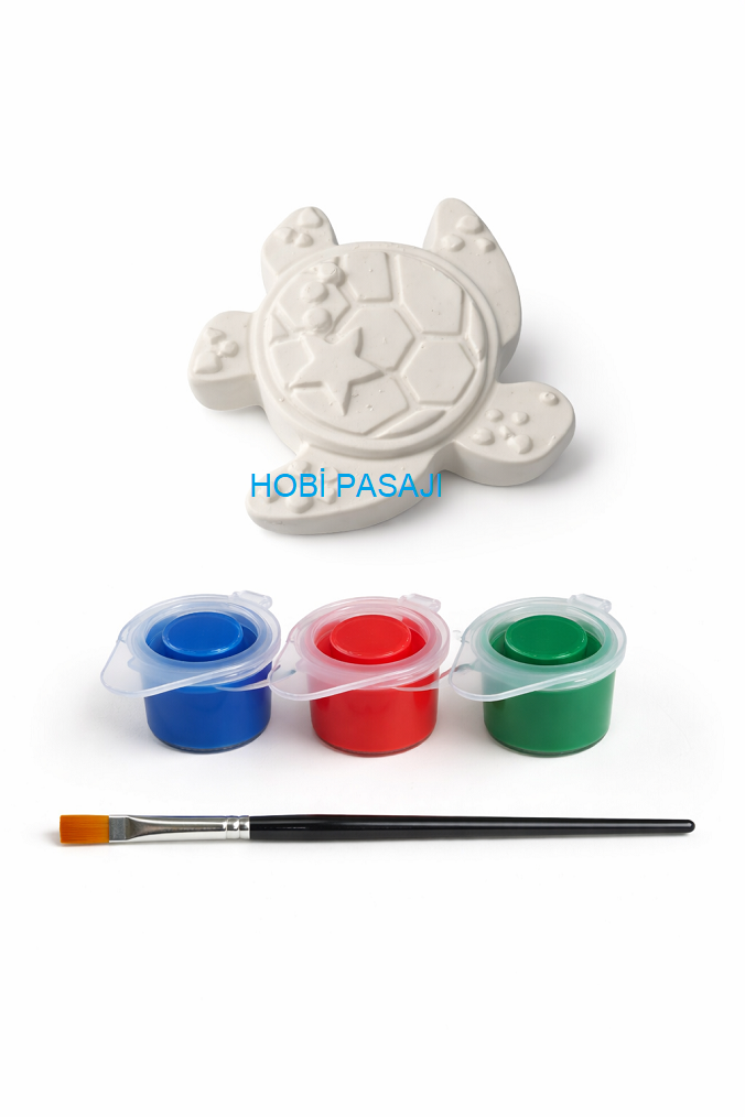Taş Boyama Seti Kaplumbağa 3 Renk Akrilik Boya 5ml + Fırça