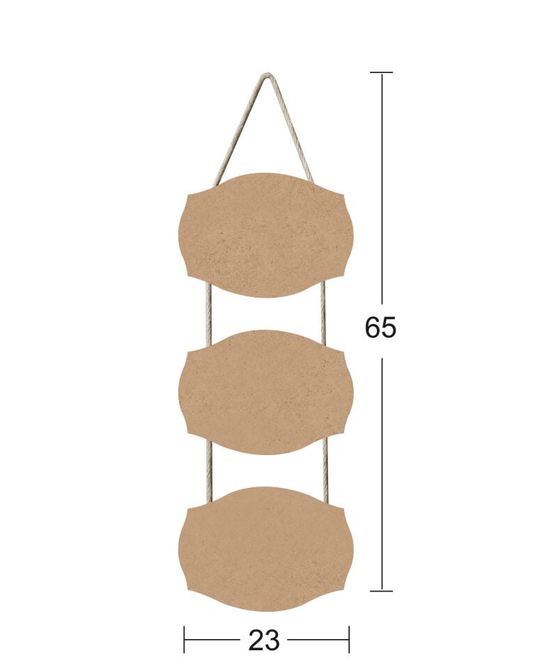Ahşap 3 lü İpli Oval Dalgalı Pano F727