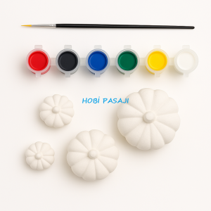 Taş Boyama Seti Bal Kabağı 6 Renk Akrilik Boya 5ml + Fırça