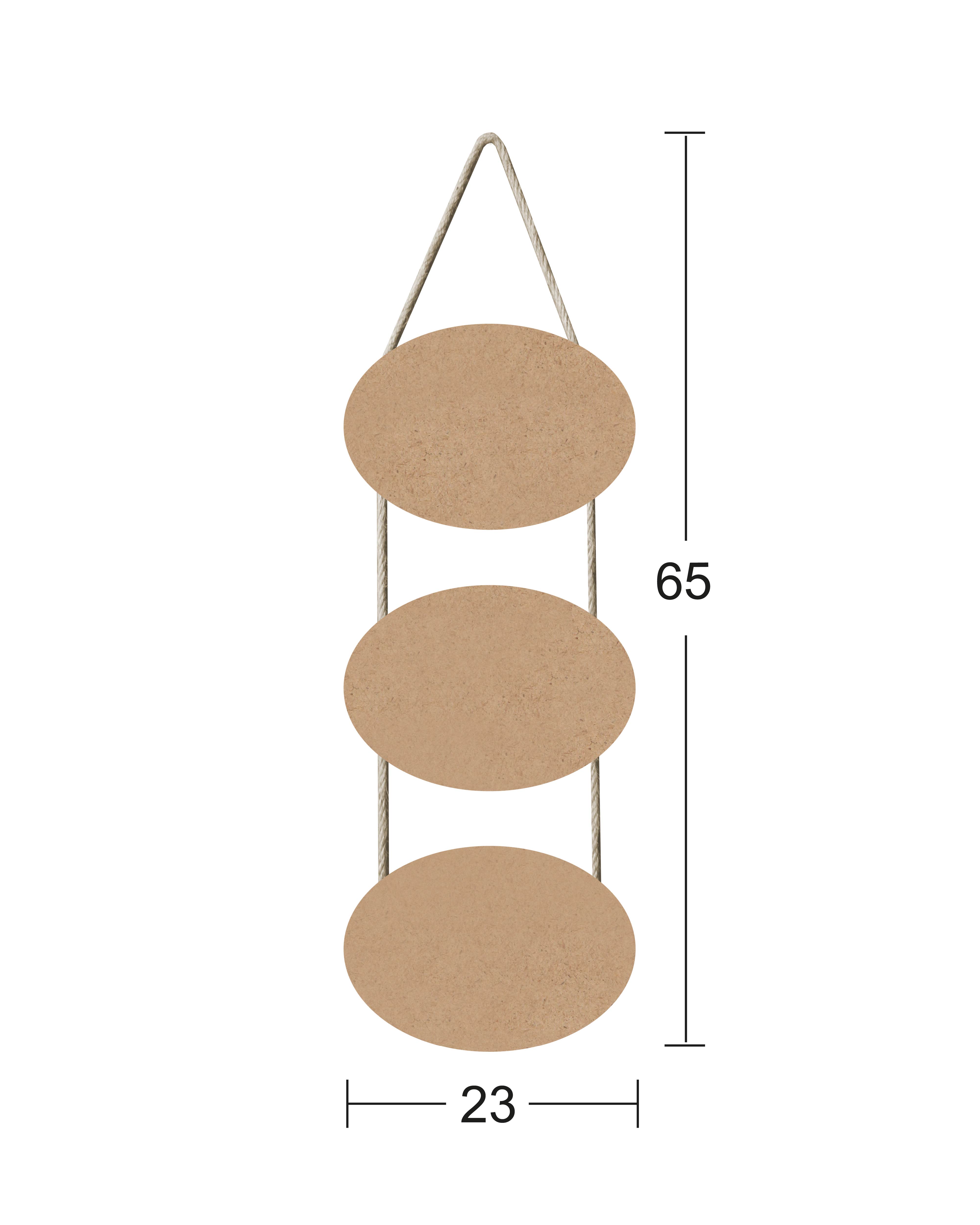 Ahşap 3 lü İpli Oval Pano F728