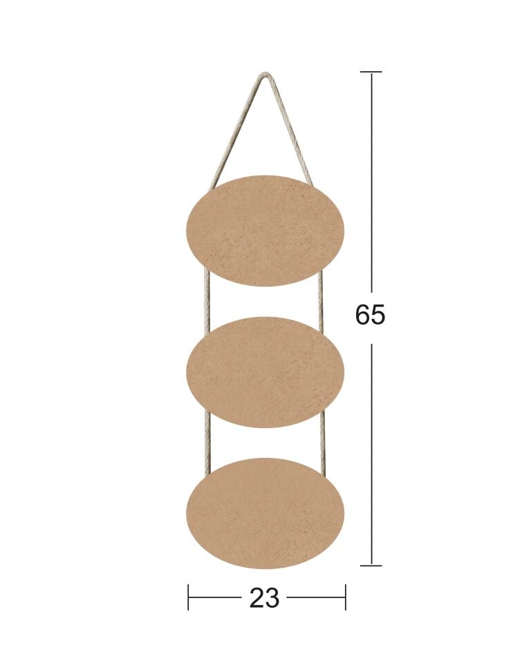 Ahşap 3 lü İpli Oval Pano F728
