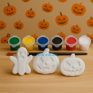 Taş Boyama Seti Halloween Cadılar Bayramı 6 Renk Akrilik Boya 5ml + Fırça