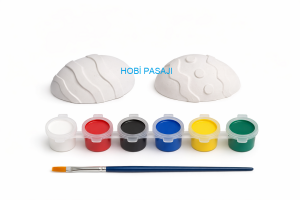 Taş Boyama Seti Yumurta 6 Renk Akrilik Boya 5ml + Fırça