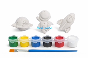 Taş Boyama Seti Uzay Temalı 6 Renk Akrilik Boya 5ml + Fırça