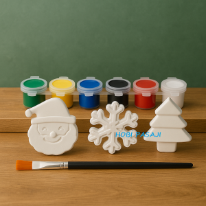 Taş Boyama Yeniyıl Yılbaşı Seti 6 Renk Akrilik Boya 5ml + Fırça