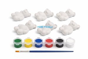 Taş Boyama Seti Sevimli Ayıcıklar 6 Renk Akrilik Boya 5ml + Fırça