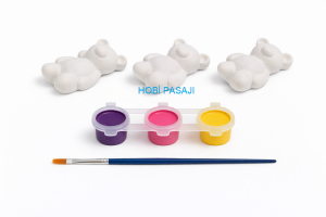 Taş Boyama Seti Sevimli Ayıcıklar 3 Renk Akrilik Boya 5ml + Fırça