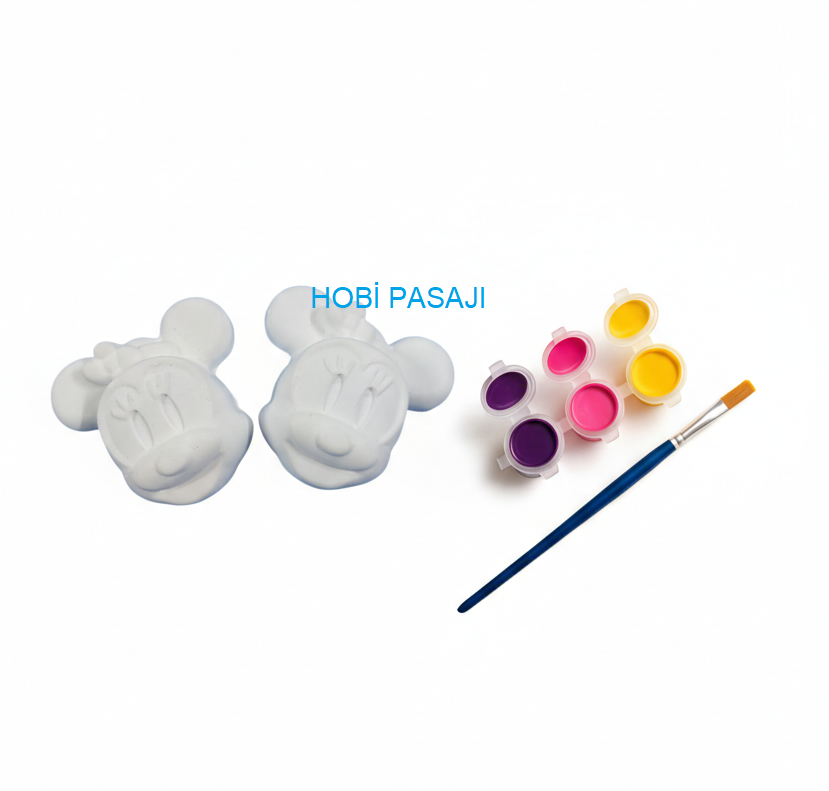 Taş Boyama Seti Mickey Mouse 3 Renk Akrilik Boya 5ml + Fırça
