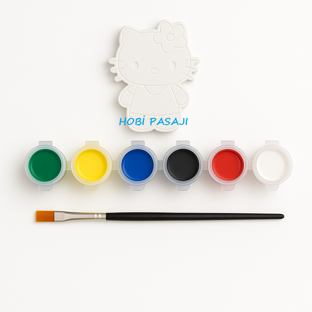 Taş Boyama Seti Hello Kitty 6 Renk Akrilik Boya 5ml + Fırça