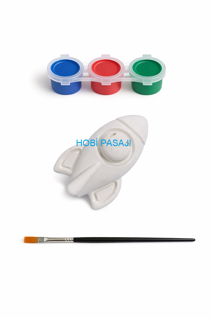 Taş Boyama Seti Uzay Mekiği 3 Renk Akrilik Boya 5ml + Fırça