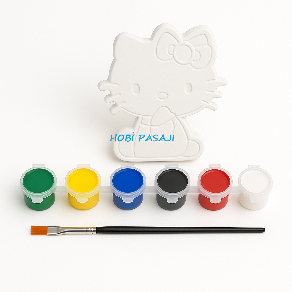 Taş Boyama Seti Hello Kitty 6 Renk Akrilik Boya 5ml + Fırça