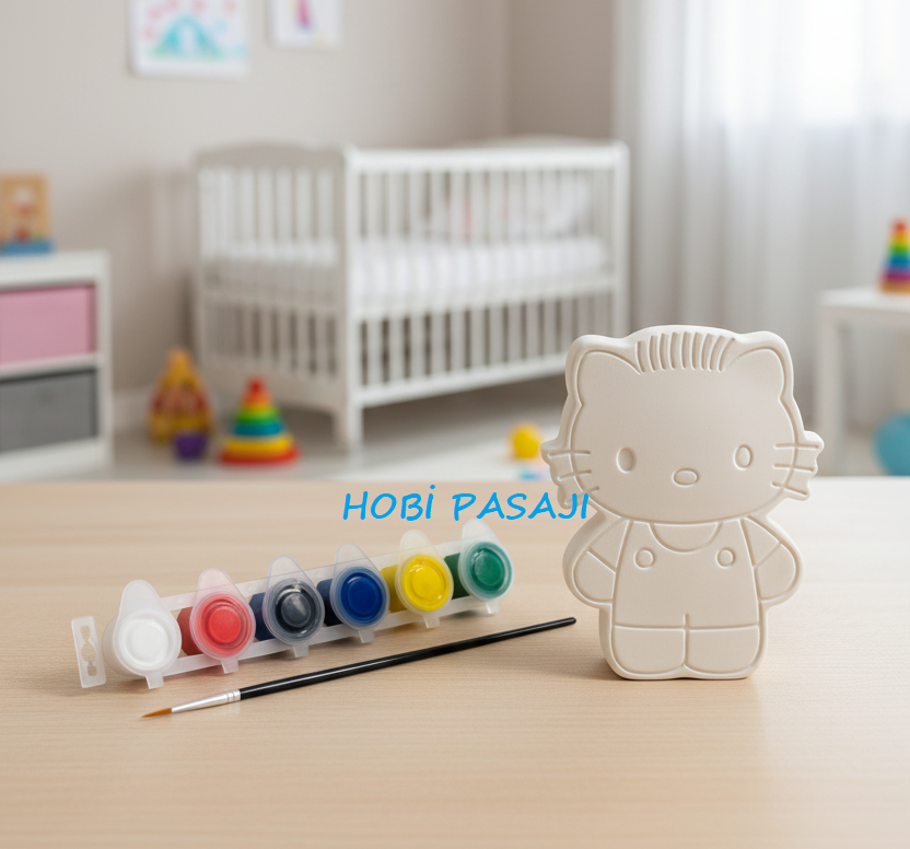 Taş Boyama Seti Hello Kitty 6 Renk Akrilik Boya 5ml + Fırça