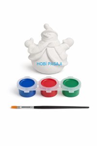 Taş Boyama Seti Kardan Adam 3 Renk Akrilik Boya 5ml + Fırça