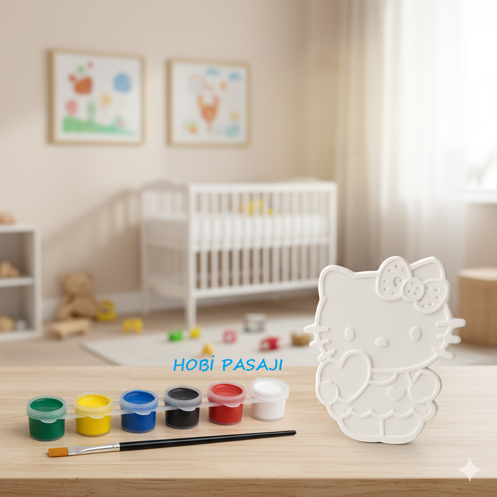 Taş Boyama Seti Hello Kitty 6 Renk Akrilik Boya 5ml + Fırça