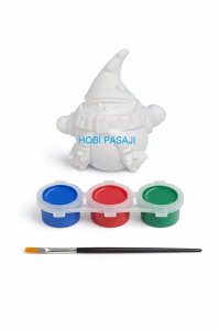 Taş Boyama Seti Kardan Adam 3 Renk Akrilik Boya 5ml + Fırça