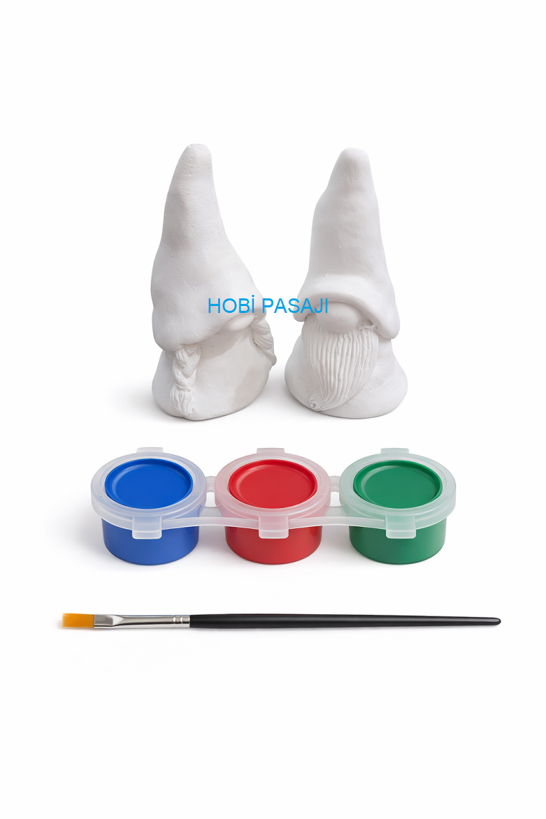 Taş Boyama Seti Kız Erkek Cüce 3 Renk Akrilik Boya 5ml + Fırça