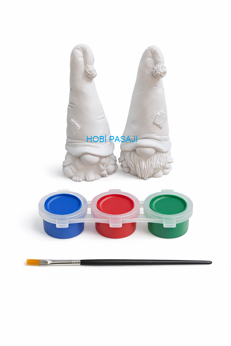 Taş Boyama Seti Kız Erkek Cüce 3 Renk Akrilik Boya 5ml + Fırça