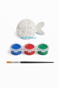Taş Boyama Seti Balık 3 Renk Akrilik Boya 5ml + Fırça