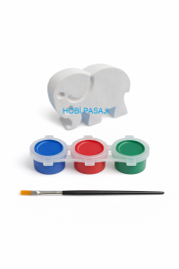 Taş Boyama Seti Fil 3 Renk Akrilik Boya 5ml + Fırça