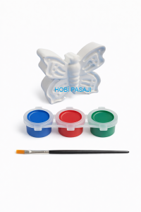 Taş Boyama Seti Kelebek 3 Renk Akrilik Boya 5ml + Fırça