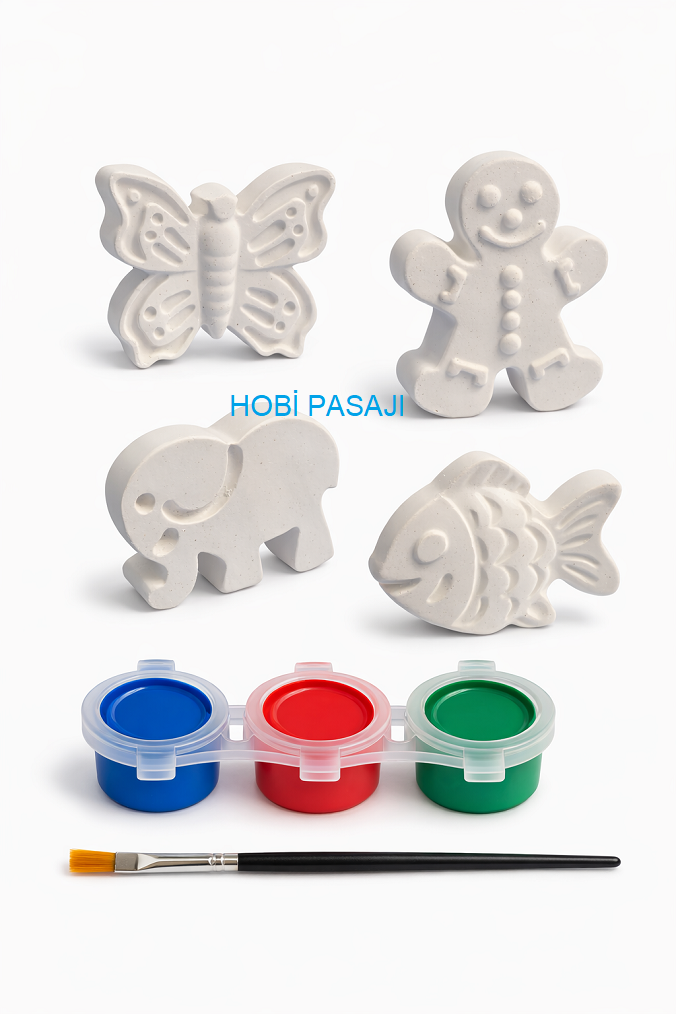 Taş Boyama Seti Figürler 3 Renk Akrilik Boya 5ml + Fırça