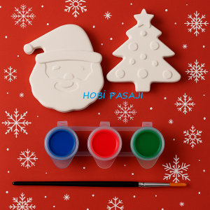 Taş Boyama Seti Yılbaşı 3 Renk Akrilik Boya 5ml + Fırça