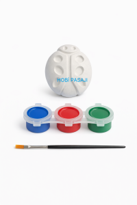 Taş Boyama Seti Uğur Böceği 3 Renk Akrilik Boya 5ml + Fırça