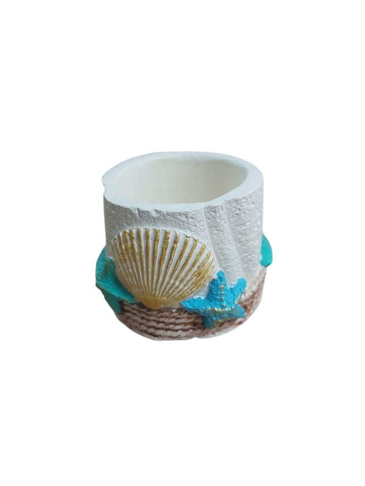 Deniz Kabuklu Renkli Saksı 9x6,5cm