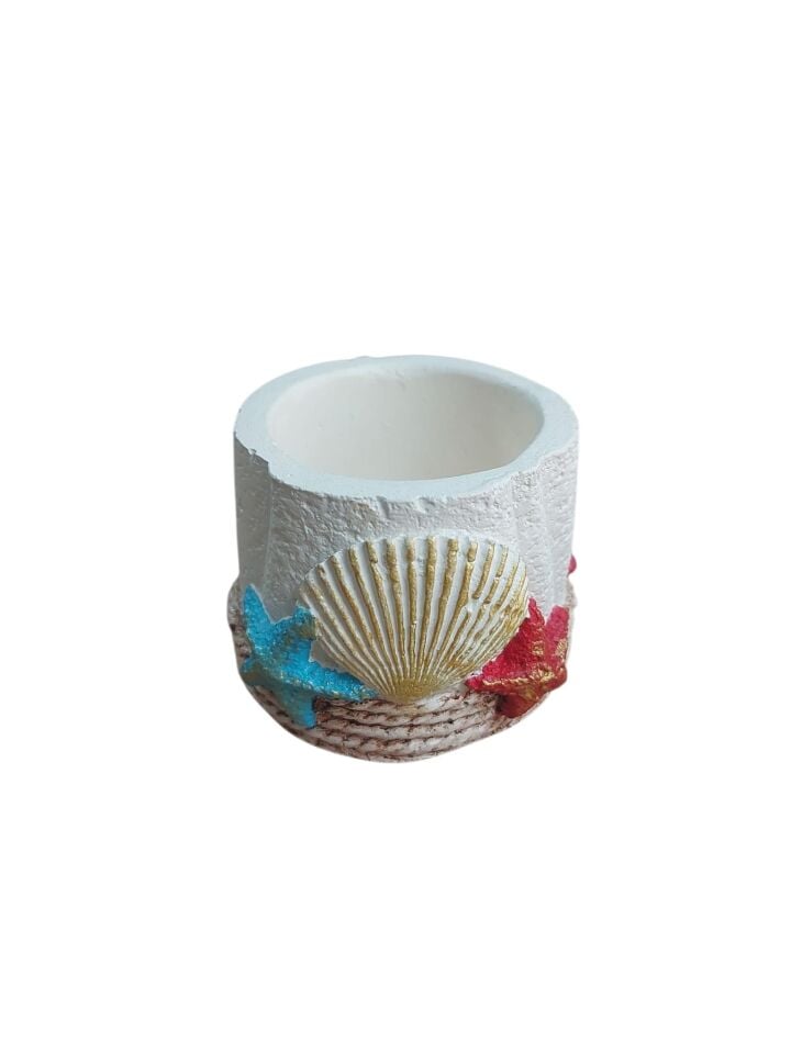 Deniz Kabuklu Renkli Saksı 9x6,5cm