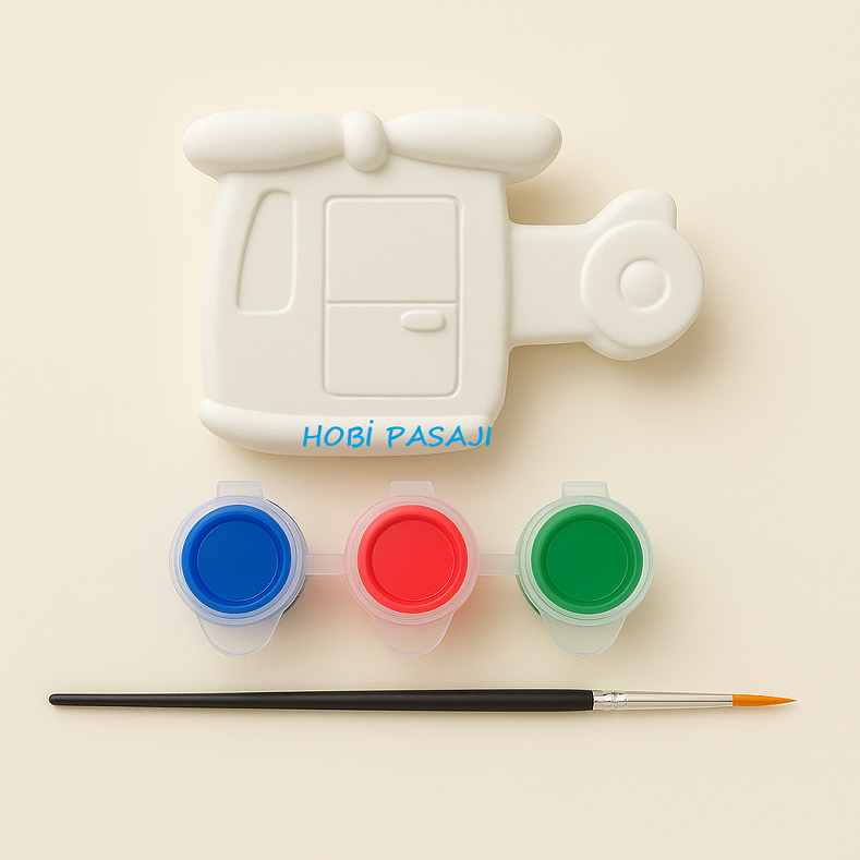 Taş Boyama Seti Helikopter 3 Renk Akrilik Boya 5ml + Fırça