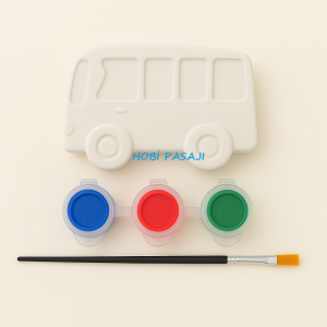 Taş Boyama Seti Minibüs 3 Renk Akrilik Boya 5ml + Fırça