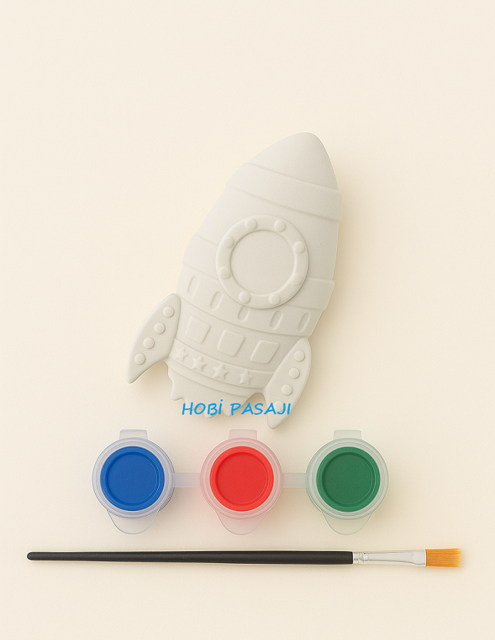 Taş Boyama Seti Uzay Mekiği 3 Renk Akrilik Boya 5ml + Fırça